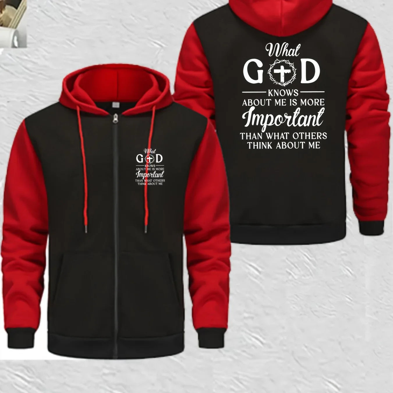 Men's Full-Zip Hooded Color Block Christian Jacket - God Cloth