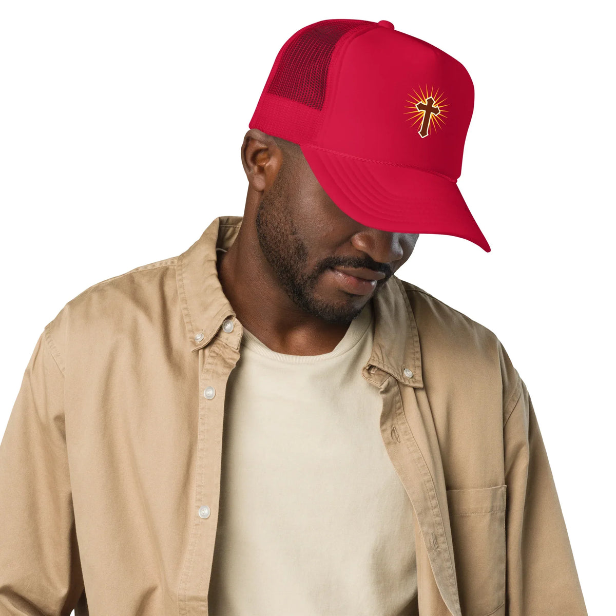 Cross Emblem Foam Trucker Hat - God Cloth