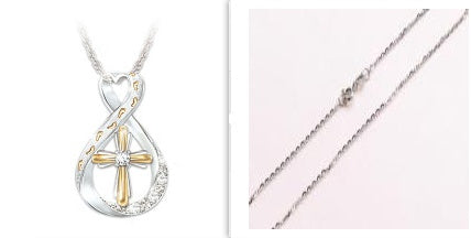 Two-Tone Diamond Cross Footprint Pendant