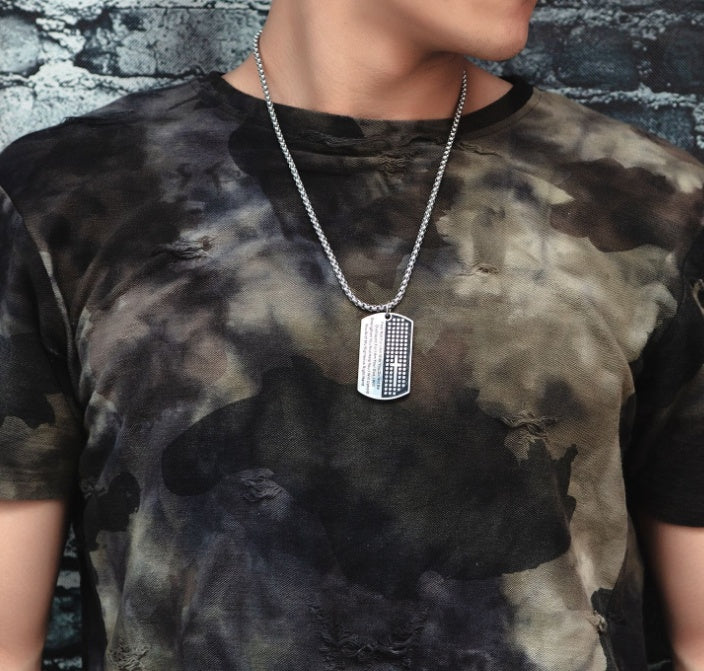 Dog Tag Cross Bible Verse Necklace