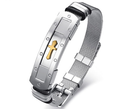 Men's Stainless Steel Cross Bracelet