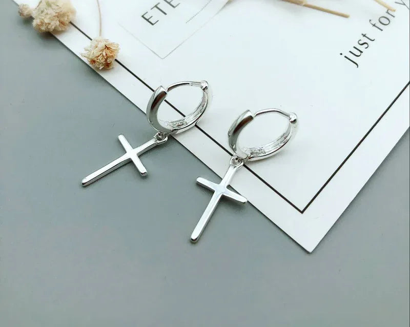 Sterling Silver Stud Earrings Cross Earrings - God Cloth