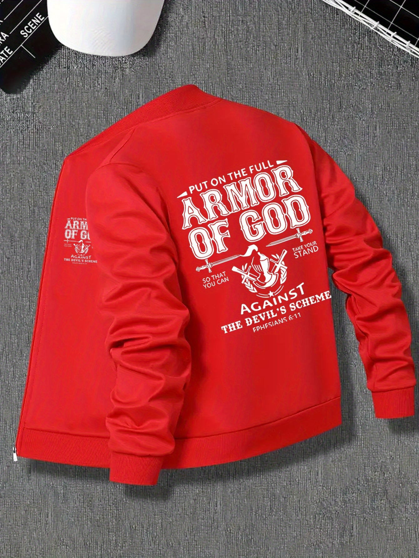 Men's Graphic Christian Full Armor of God Bomber Jacket