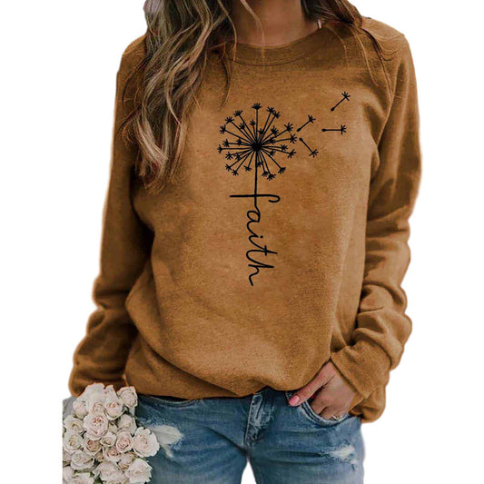 Gold Dandelion Faith Crew Neck Sweatshirt