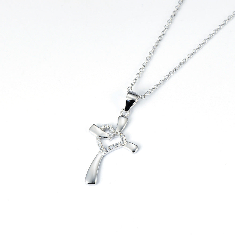 Silver Love Cross Necklace