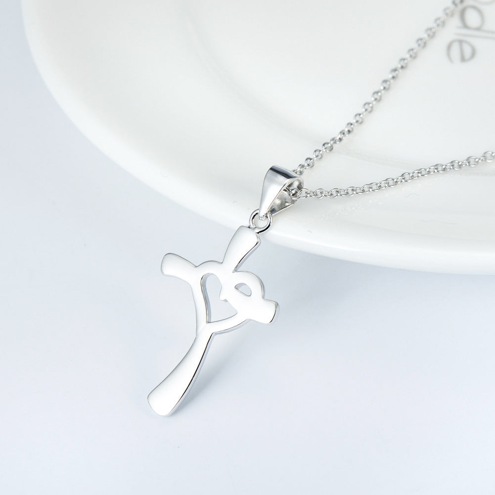 Silver Love Cross Necklace