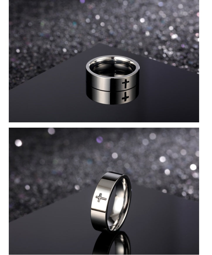Men's Minimalist Titanium Steel Cross Ring