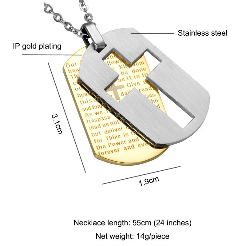 Cross Dog Tag Pendant