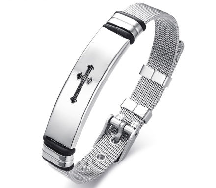 Men's Stainless Steel Cross Bracelet