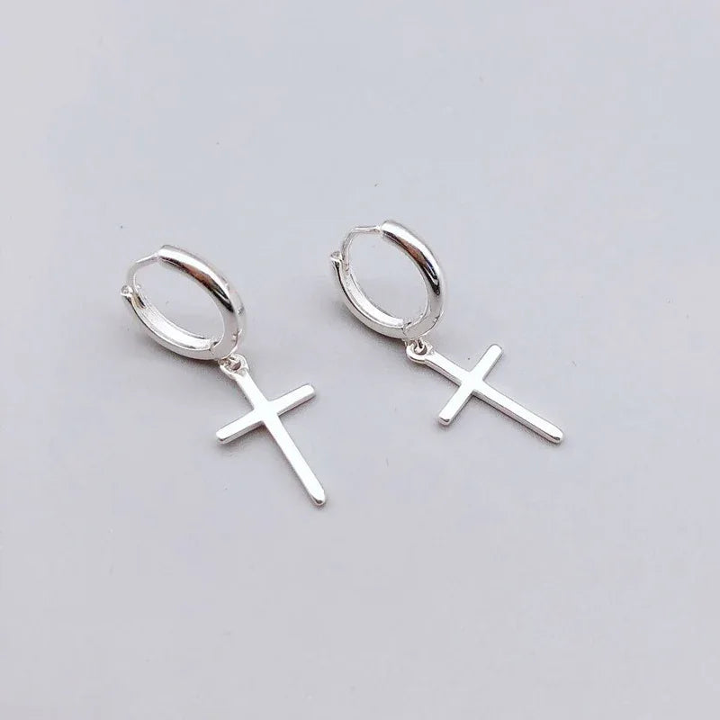 Sterling Silver Stud Earrings Cross Earrings - God Cloth