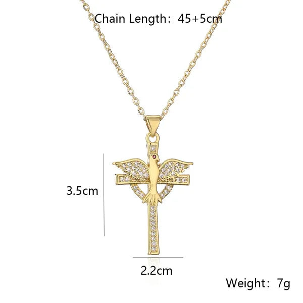 18K Gold Zircon Cross Necklaces - God Cloth