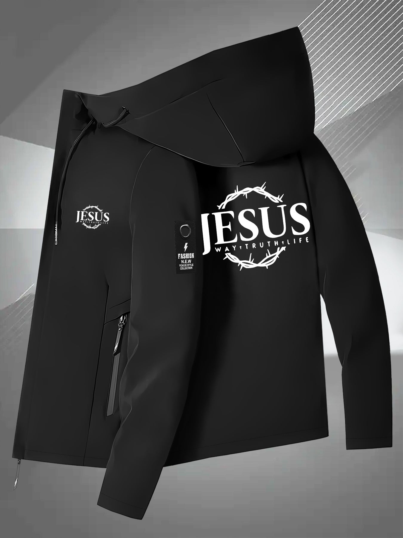 Men's Jesus Graphic Hooded Jacket