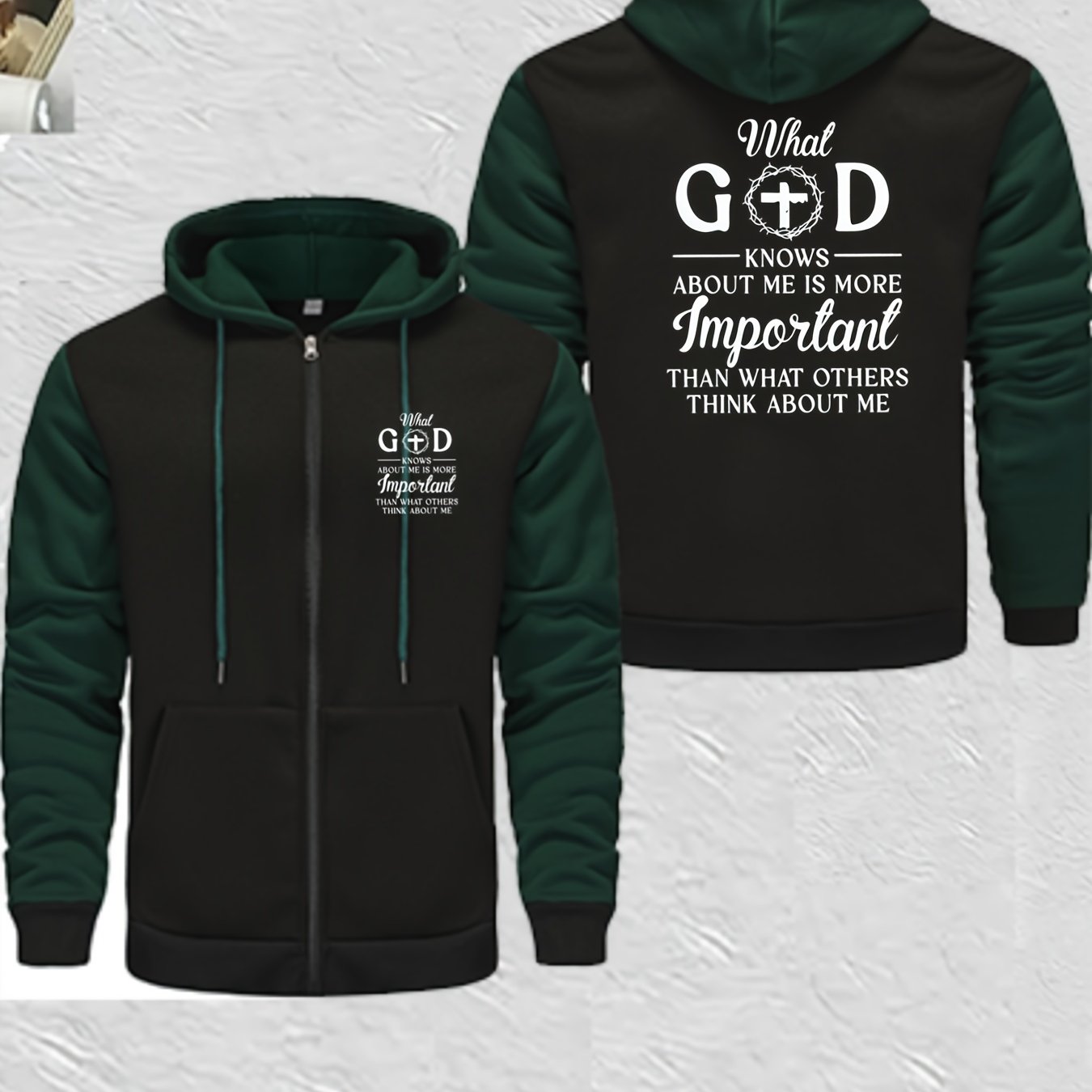 Men's Full-Zip Hooded Color Block Christian Jacket