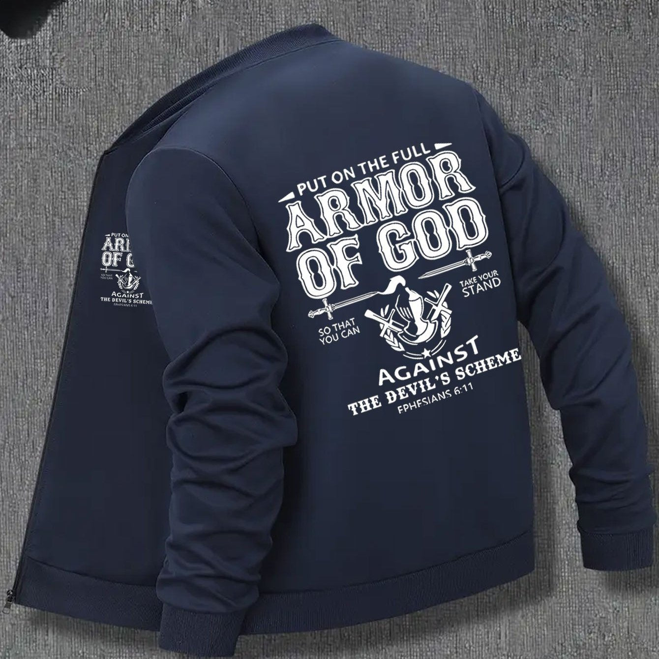 Men's Graphic Christian Full Armor of God Bomber Jacket