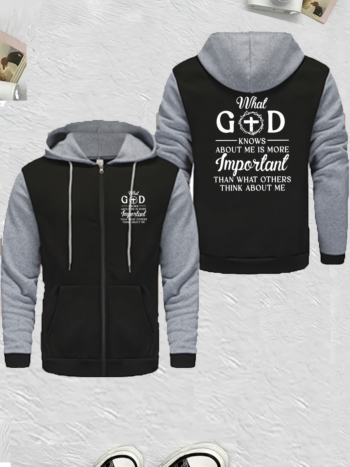 Men's Full-Zip Hooded Color Block Christian Jacket