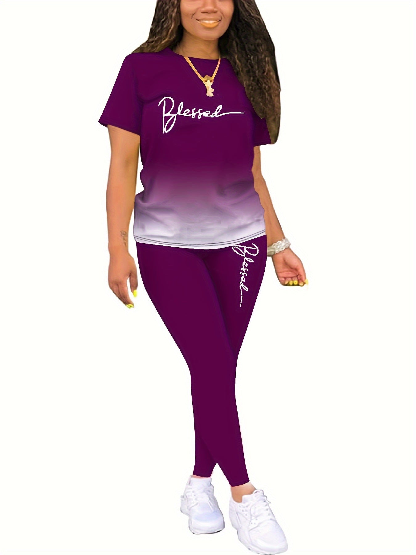 Fuschia Hombre Plus Size Blessed Two-Piece Set