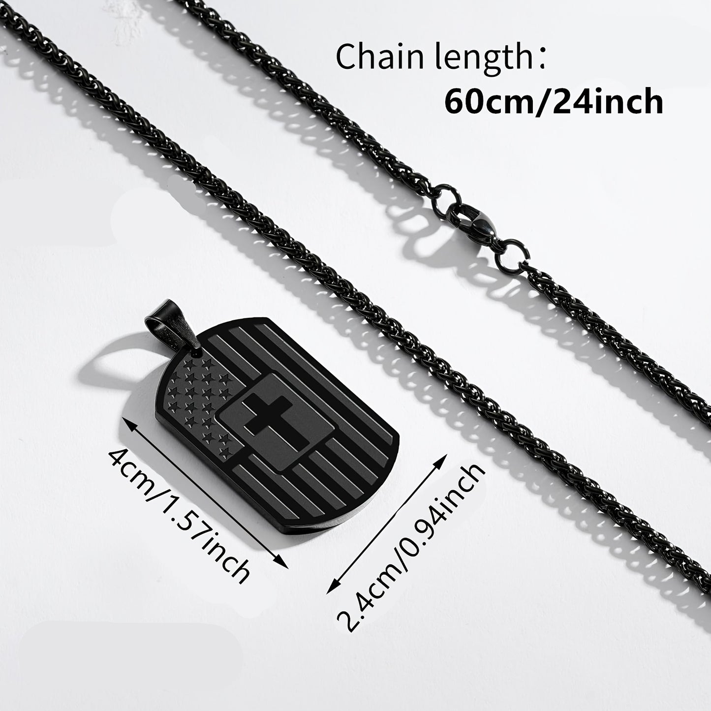 Stainless Steel Black Dog Tag Necklace
