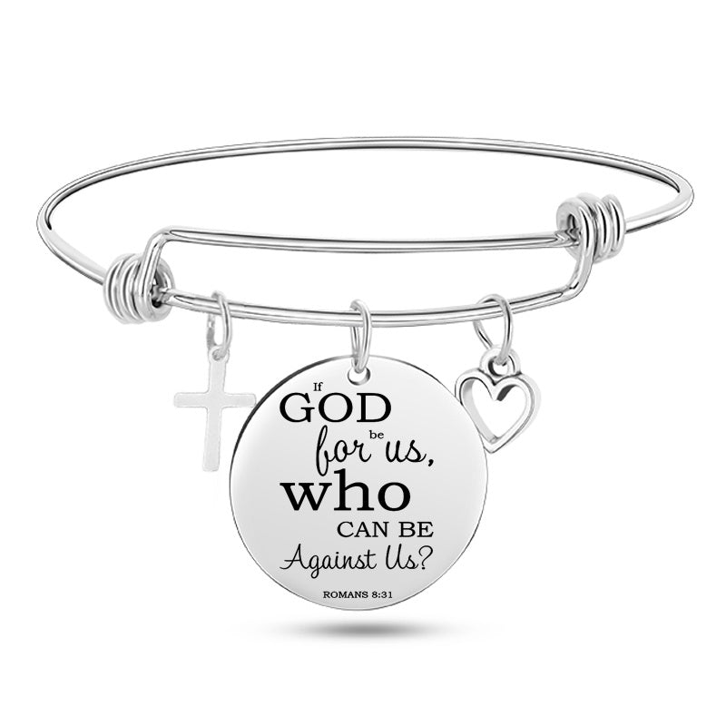 Lady's Bible Scripture Stainless Steel Bangle Bracelet
