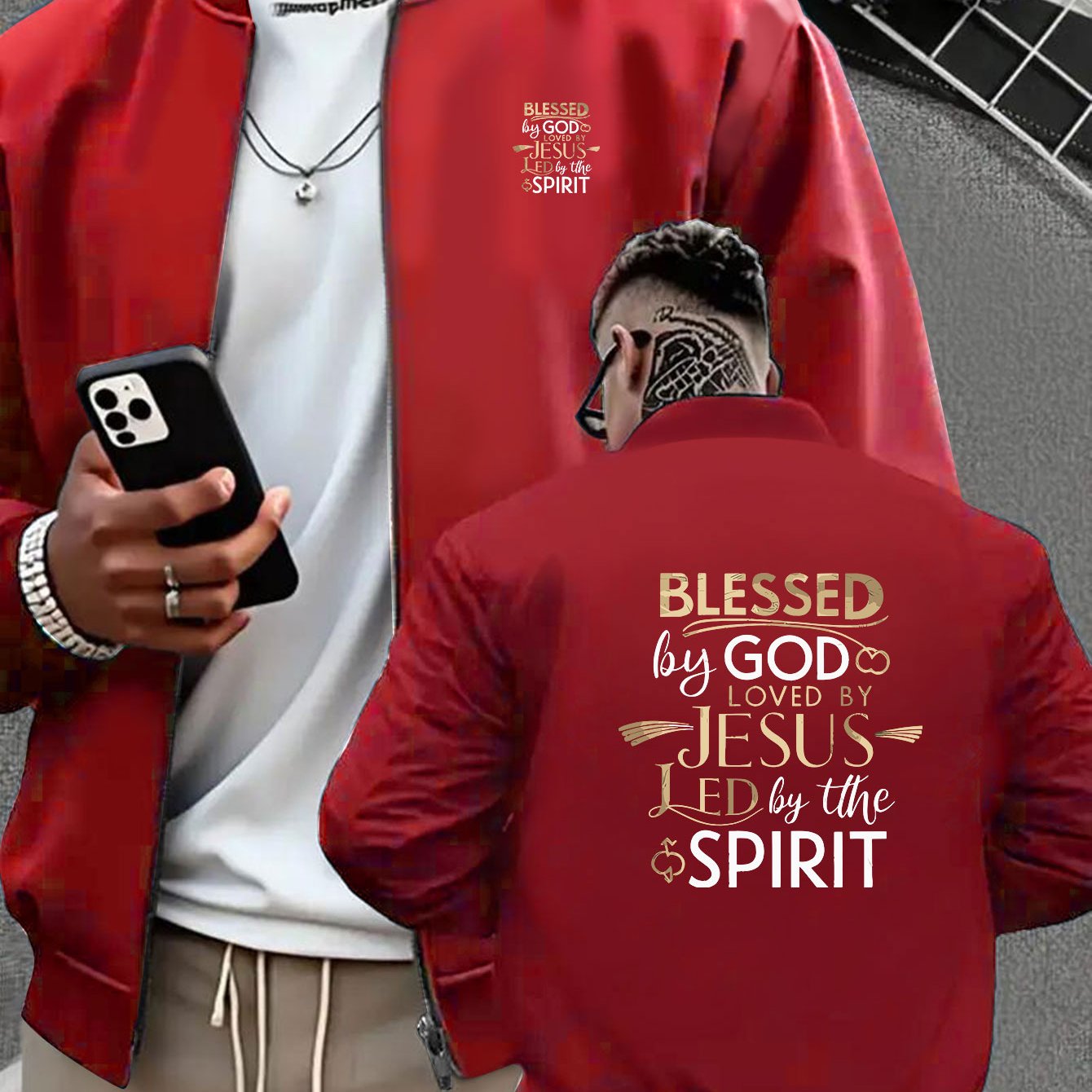 Men's Christian Graphic Varsity Jacket