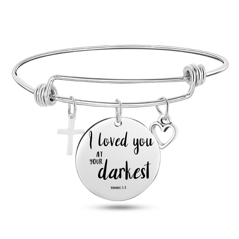 Lady's Bible Scripture Stainless Steel Bangle Bracelet