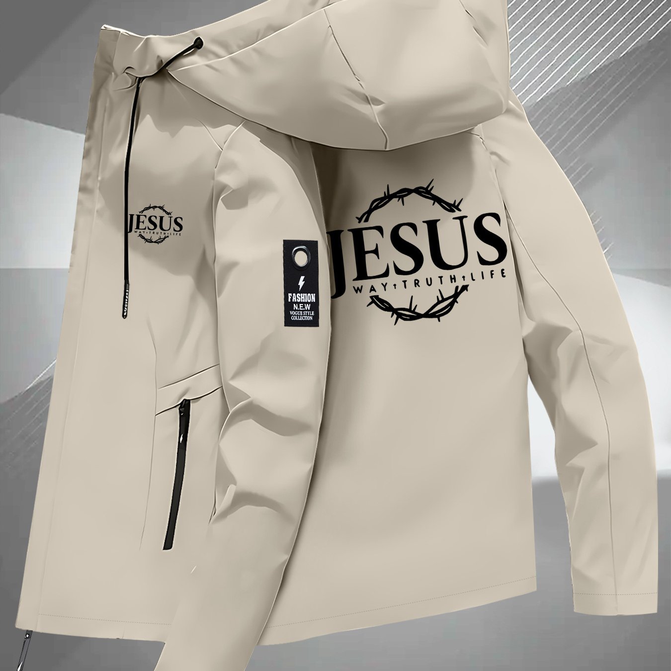 Men's Jesus Graphic Hooded Jacket