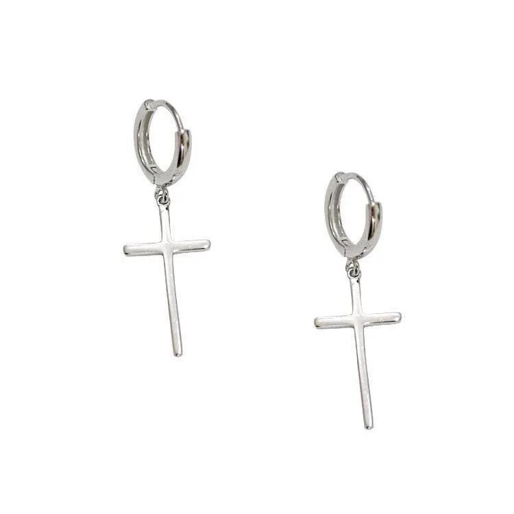 Sterling Silver Stud Earrings Cross Earrings - God Cloth