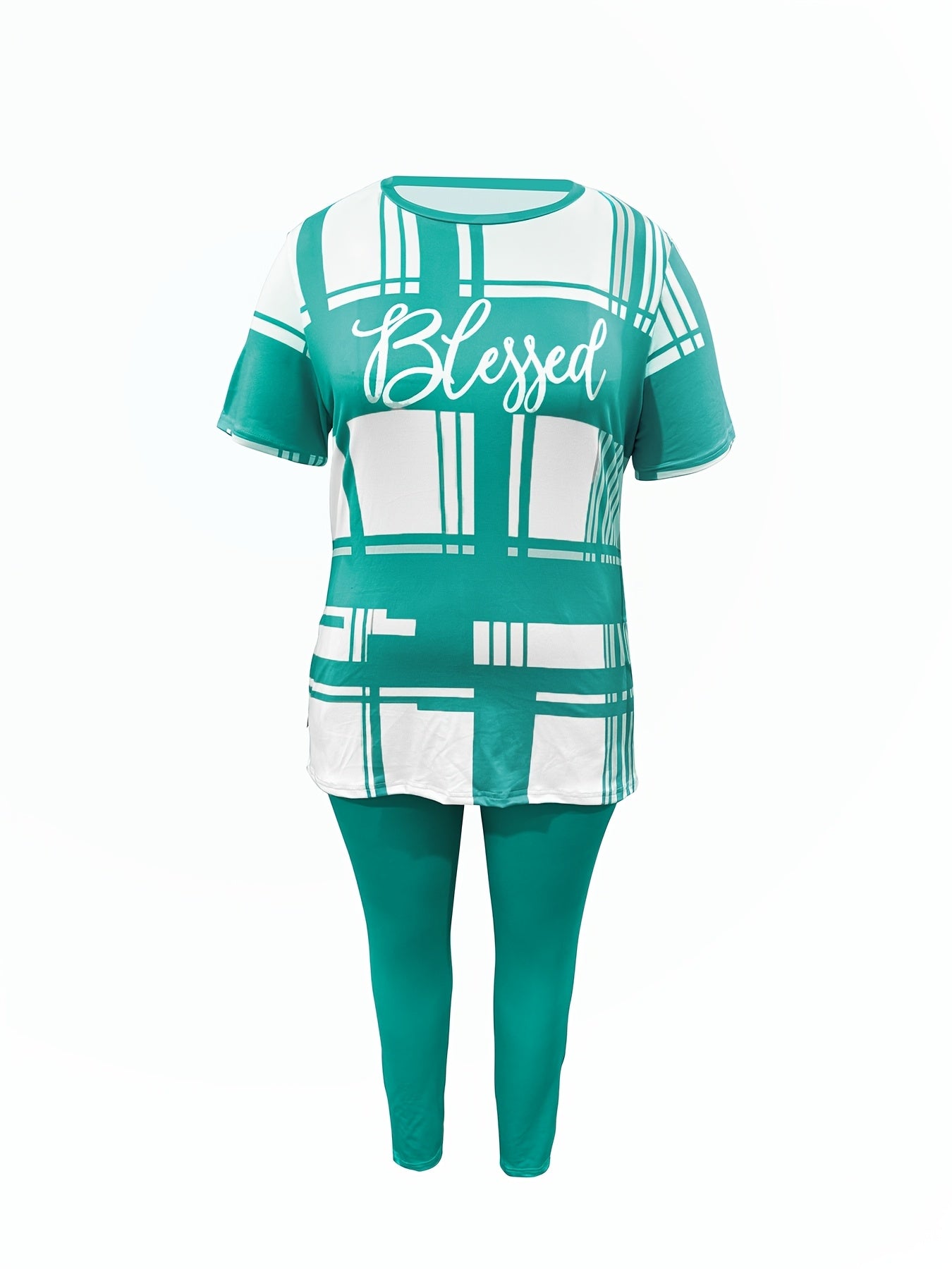 Blessed Plaid Polyester Pants Set