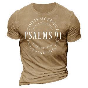 Psalm 91 “God Is My Refuge” T-Shirt – Christian Faith Graphic Tee | Men’s Inspirational Bible Shirt