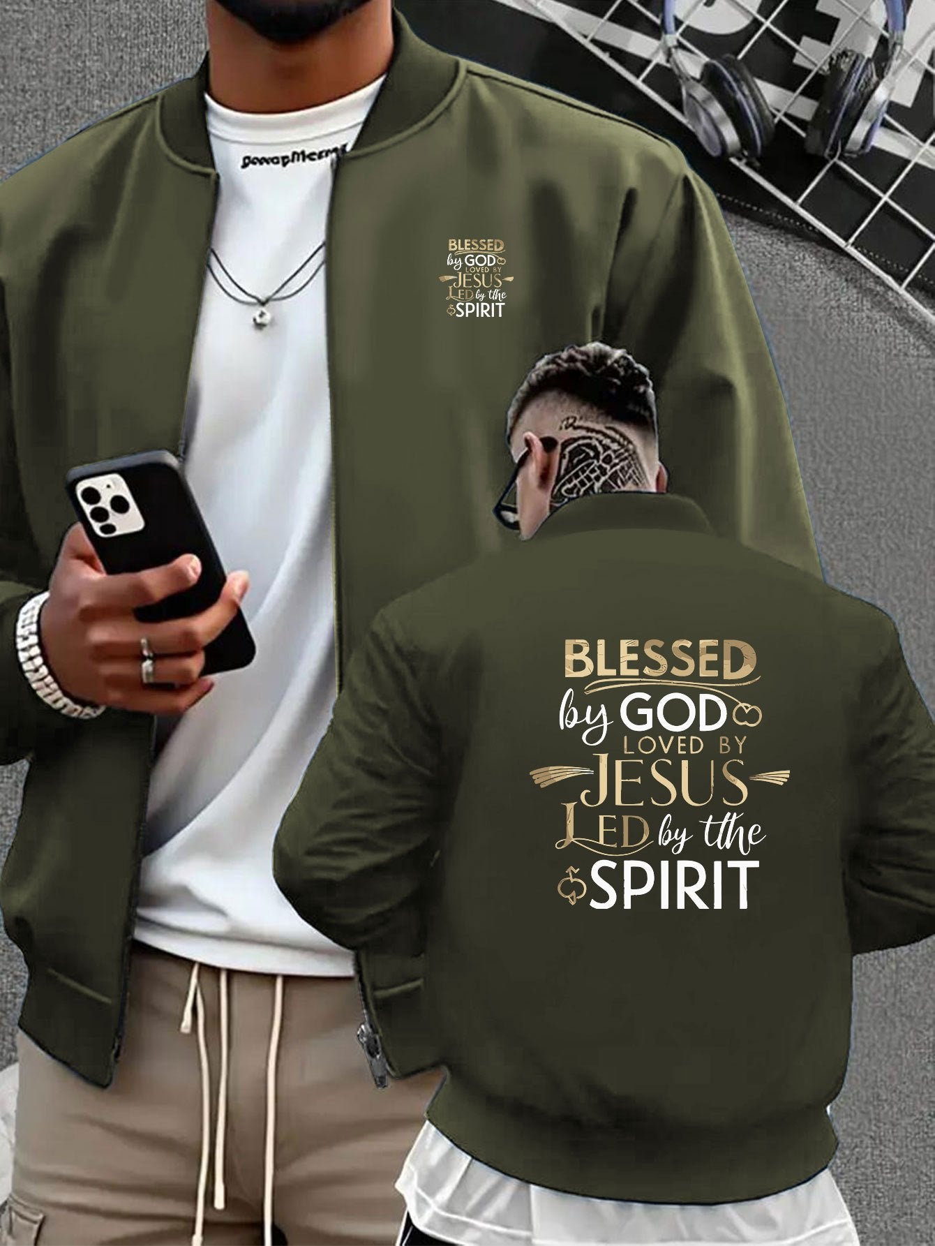 Men's Christian Graphic Varsity Jacket