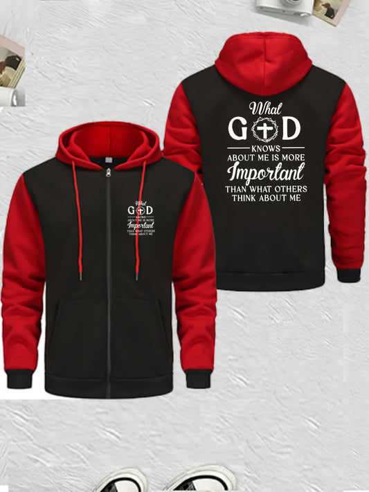 Men's Full-Zip Hooded Color Block Christian Jacket