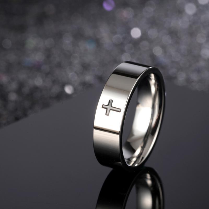 Men's Minimalist Titanium Steel Cross Ring