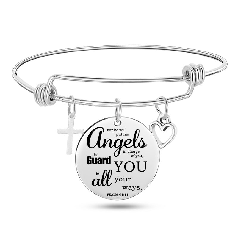 Lady's Bible Scripture Stainless Steel Bangle Bracelet