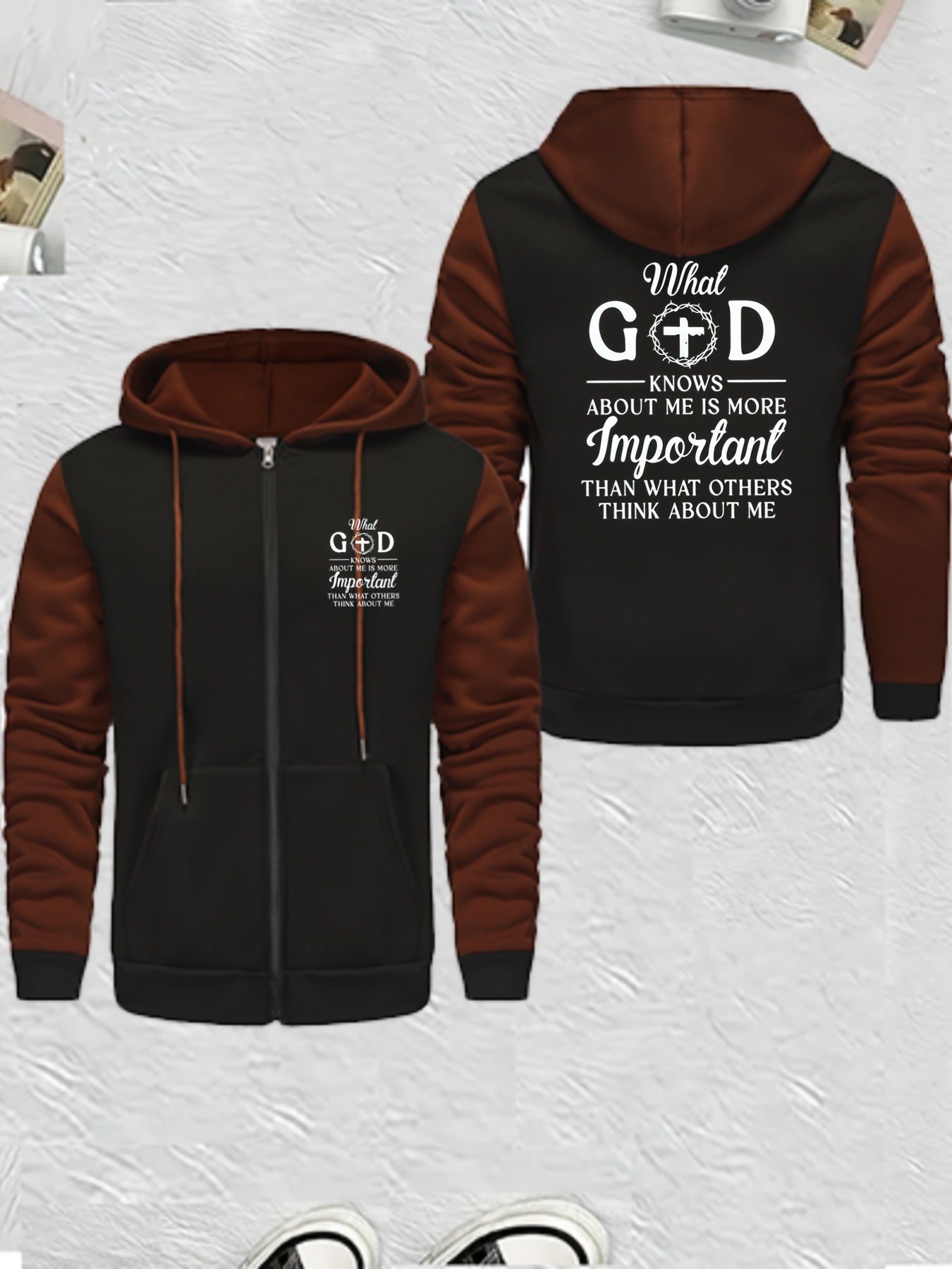 Men's Full-Zip Hooded Color Block Christian Jacket