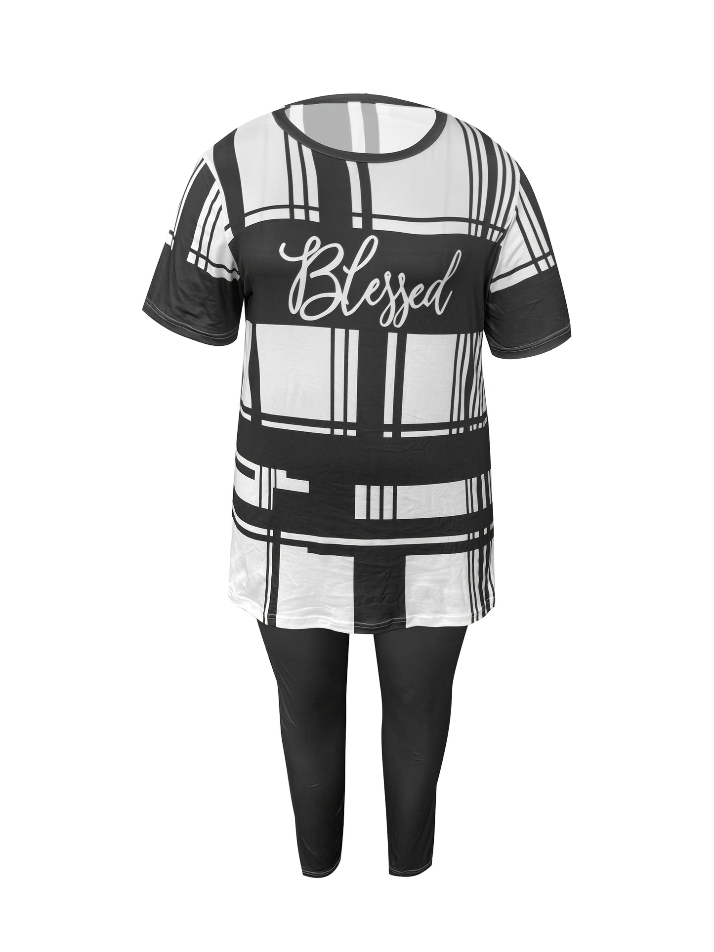 Blessed Plaid Polyester Pants Set