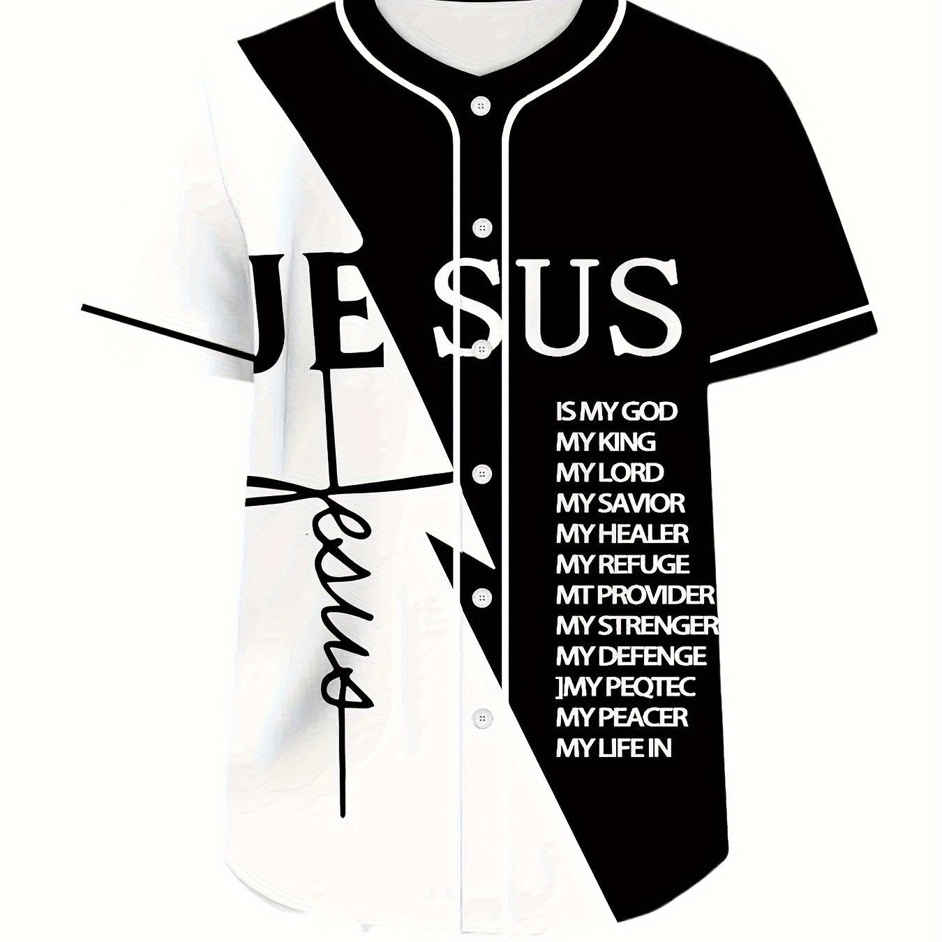 B&W Jesus Baseball Jersey