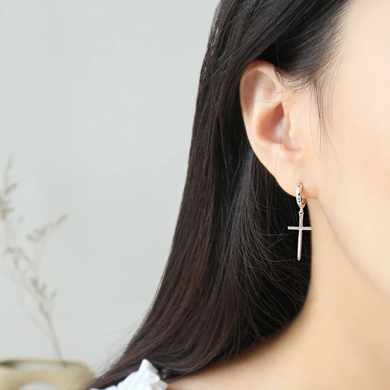 Sterling Silver Stud Earrings Cross Earrings - God Cloth