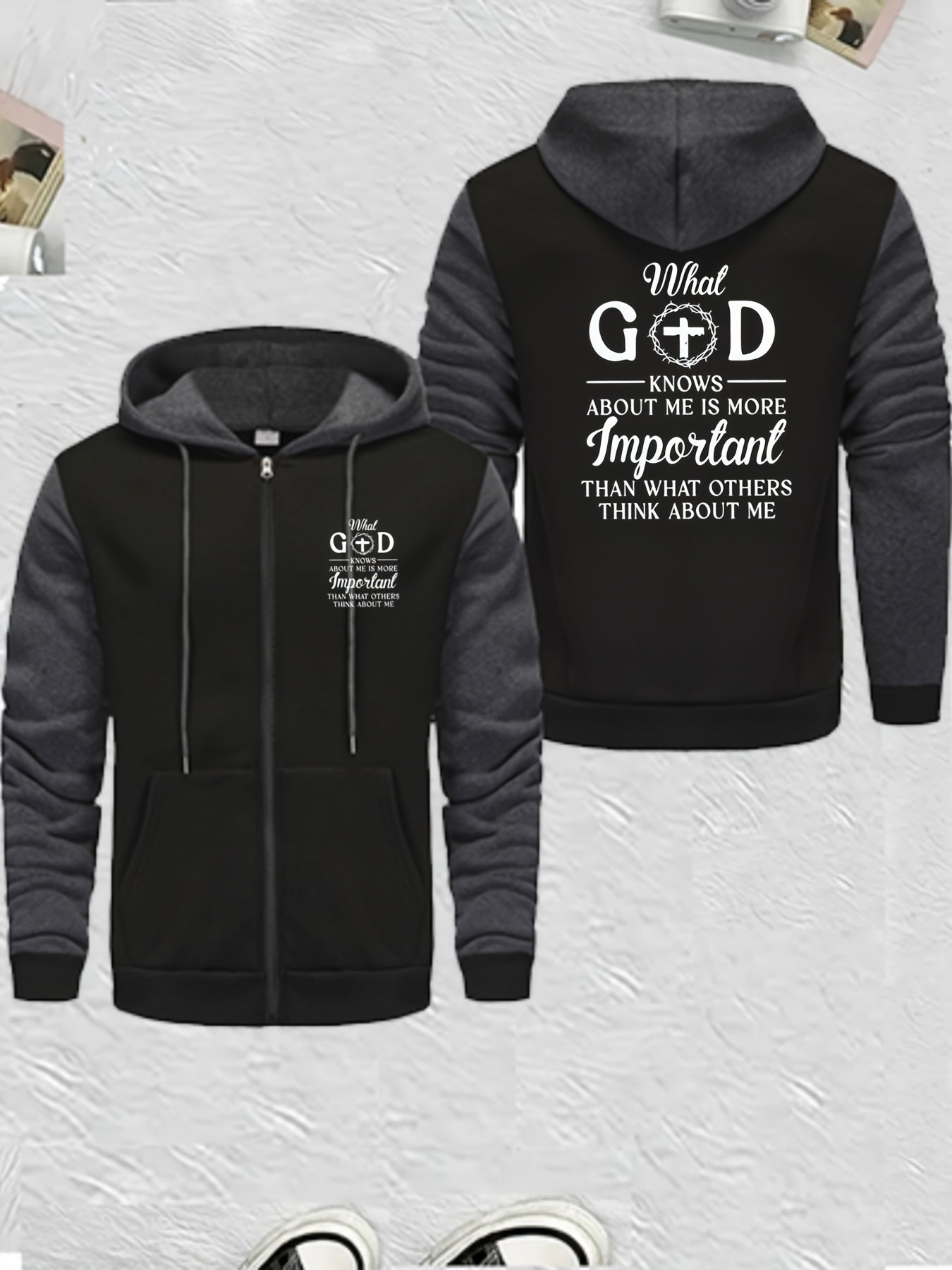 Men's Full-Zip Hooded Color Block Christian Jacket