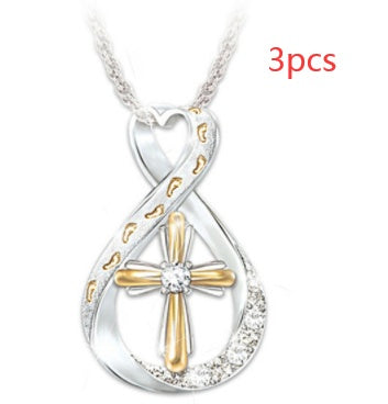 Two-Tone Diamond Cross Footprint Pendant