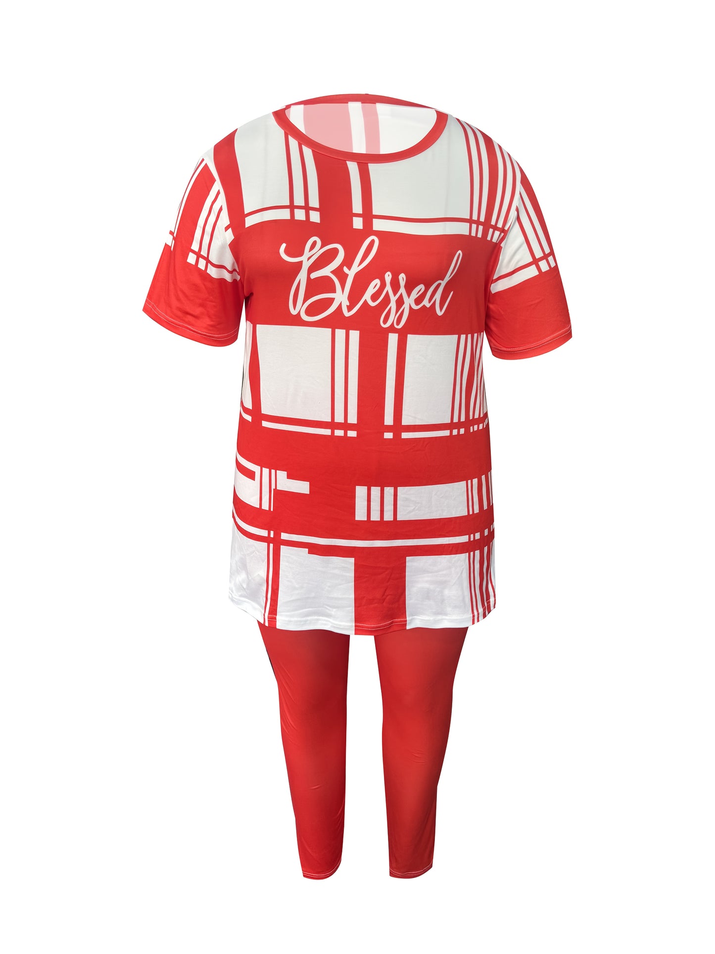 Blessed Plaid Polyester Pants Set