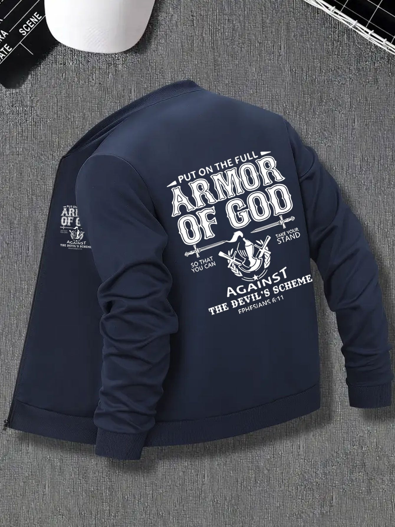Men's Graphic Christian Full Armor of God Bomber Jacket