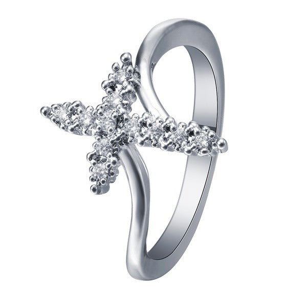 Rhinestone Cross Ring