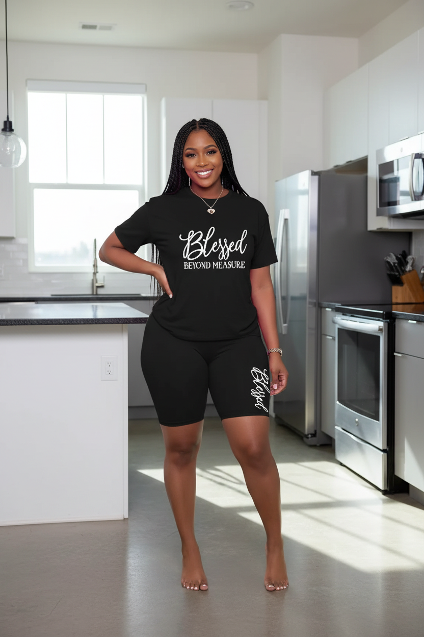 B&W 2pc Blessed Shorts Set
