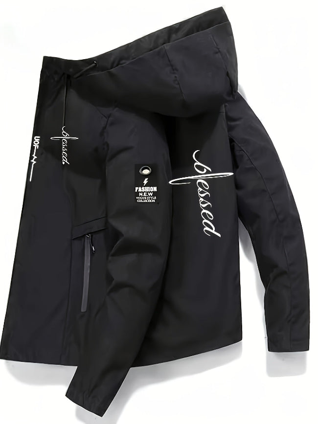 Black Blessed Hooded Track Jacket