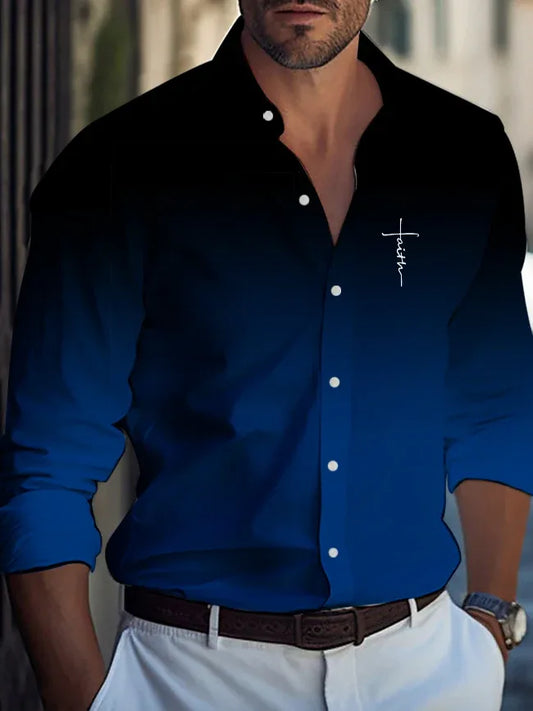 Blue Ombre Faith Lettering Shirt - God Cloth