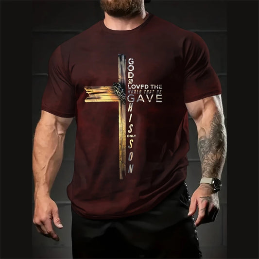 Christ's Cross T-Shirt in Burgundy