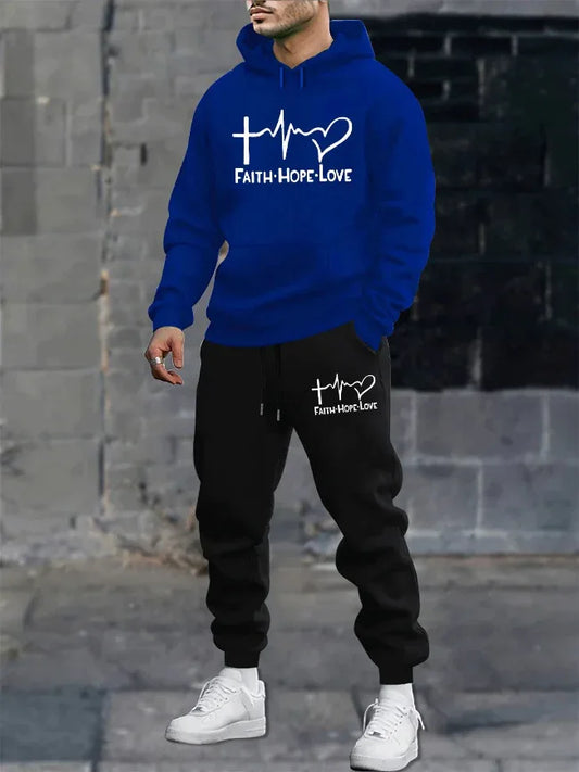 Christian Graphic FAITH HOPE LOVE Hooded Sweatsuit - God Cloth