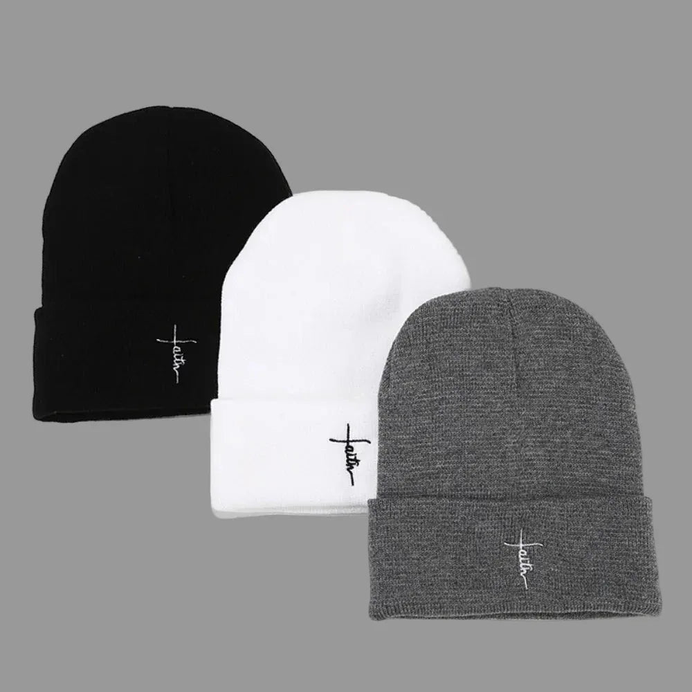 Embroidered Satin Lined Anti-Static Knit Faith Beanie - God Cloth