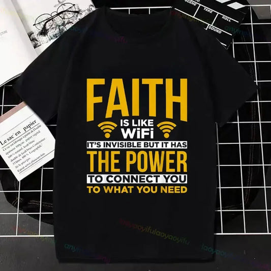 Black and Yellow Faith Is Like Wifi Invisible Power t-Shirt