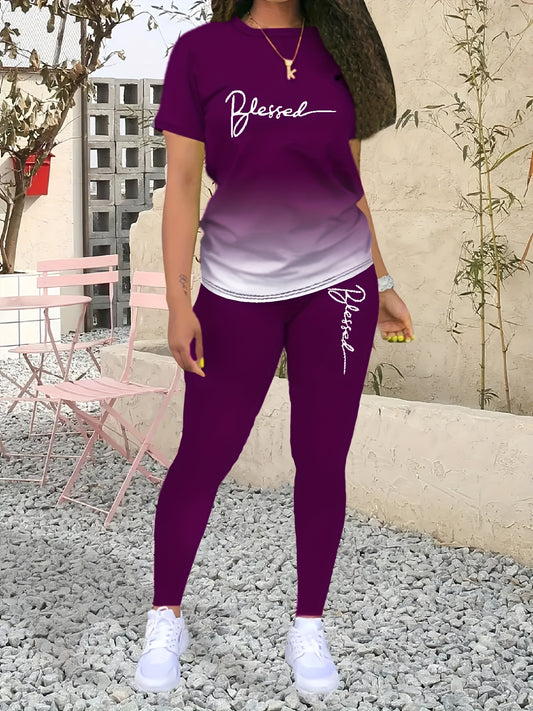 Fuschia Hombre Plus Size Blessed Two-Piece Set