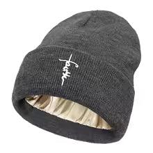 Embroidered Satin Lined Anti-Static Knit Faith Beanie - God Cloth